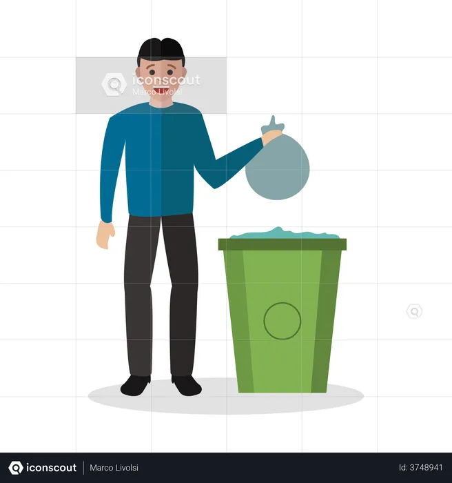 Boy throwing garbage  Illustration