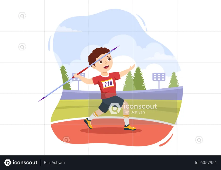 Boy throwing javelin  Illustration