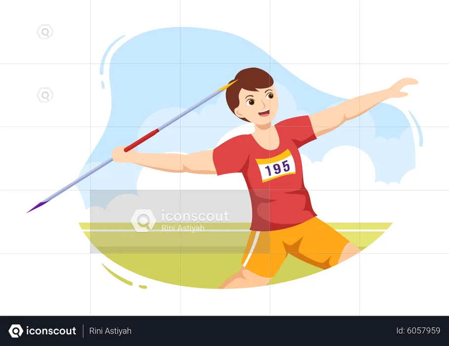 Boy throwing javelin  Illustration