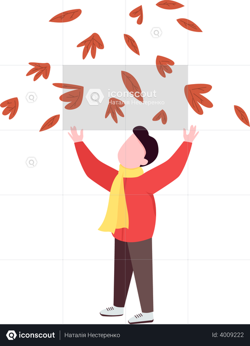 Best Premium Boy throwing leaves Illustration download in PNG & Vector ...