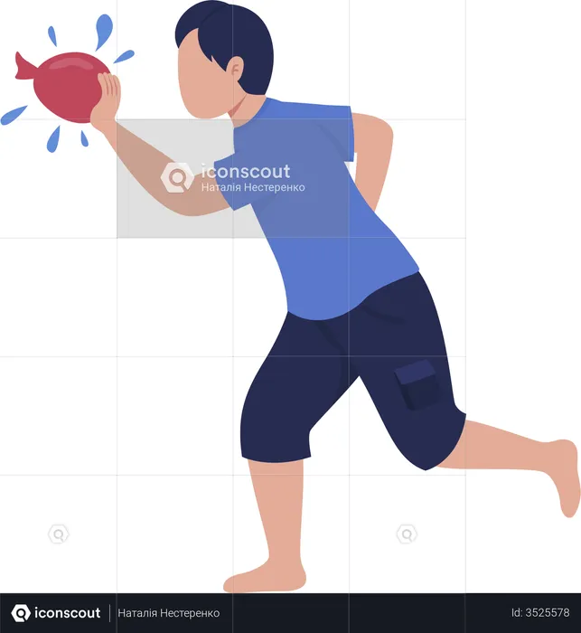 Boy throwing water bomb  Illustration