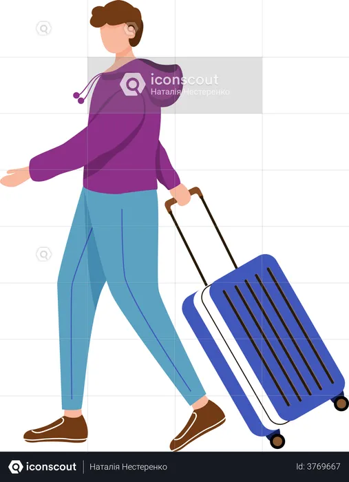 Boy tourist with suitcase  Illustration