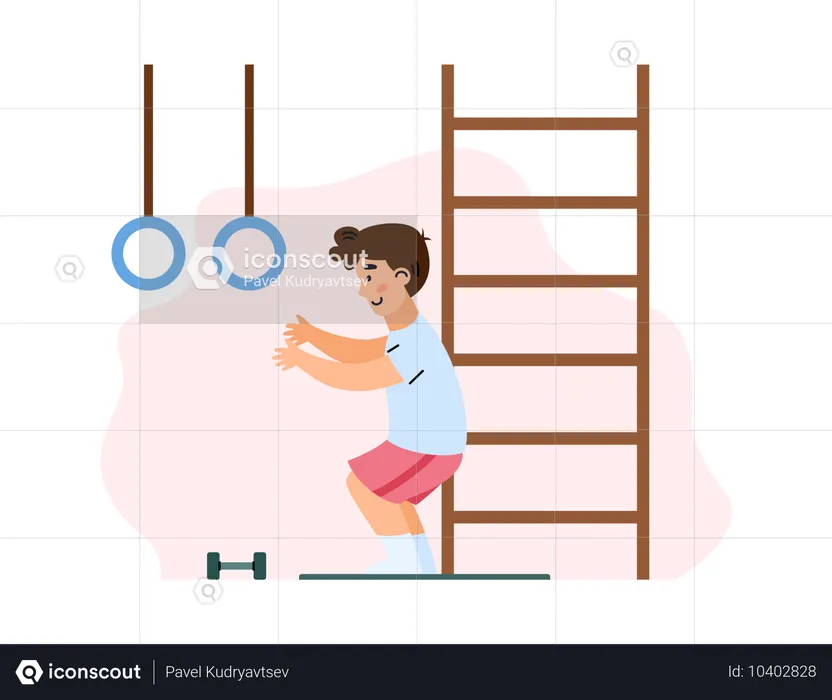 Boy training at home  Illustration