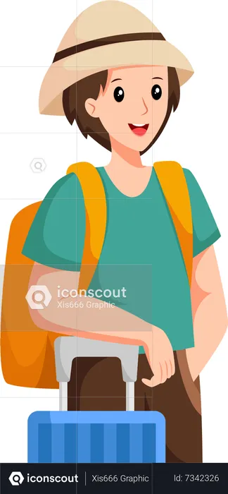 Boy Traveling with a Suitcase  Illustration