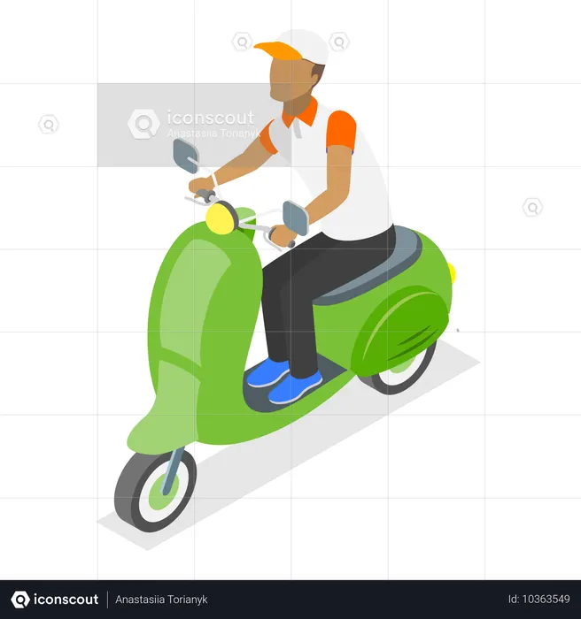 Boy travelling on electric scooter  Illustration