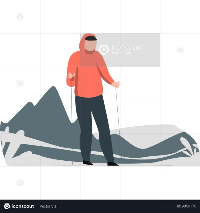 Boy trying to find direction using ropes  Illustration