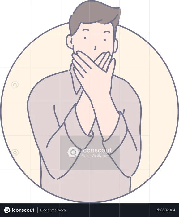 Boy trying to keep mouth shut  Illustration