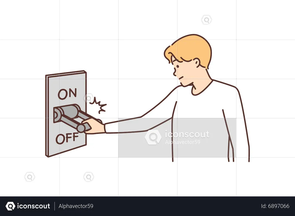 Boy Turn Off Switch  Illustration