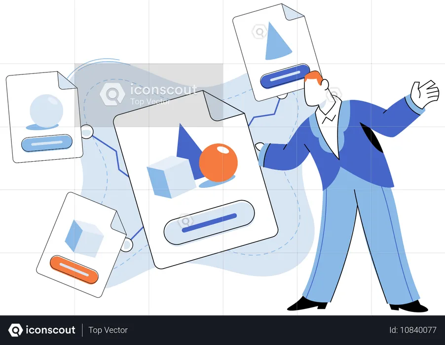 Boy using cloud data service  Illustration