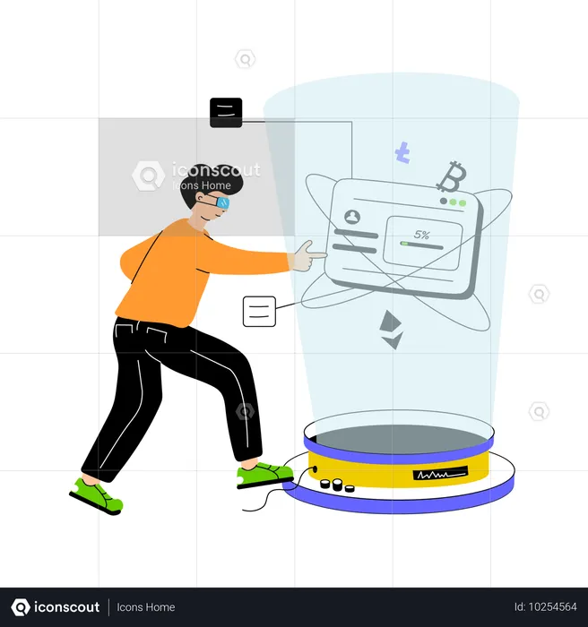 Boy using crypto trading website  Illustration