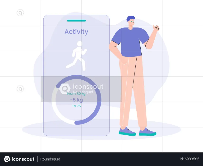 Boy using fitness tracking app  Illustration