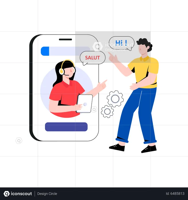 Boy using language translator app  Illustration