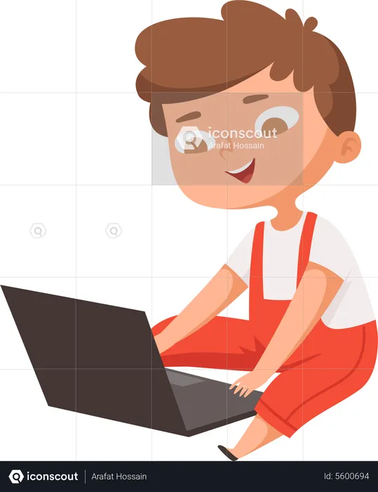 Boy using laptop  Illustration