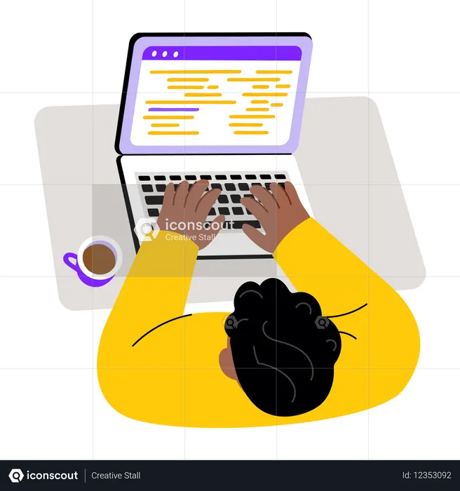 Boy Using Laptop Illustration - Free Download Science & Technology ... image.
