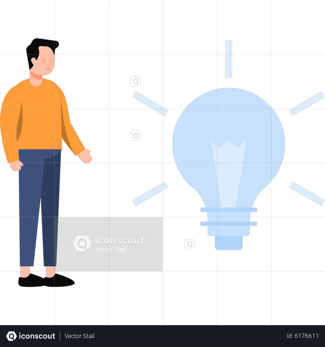 Boy using light bulb  Illustration