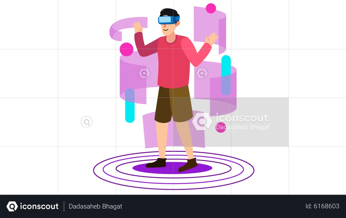 Boy using metaverse tech  Illustration