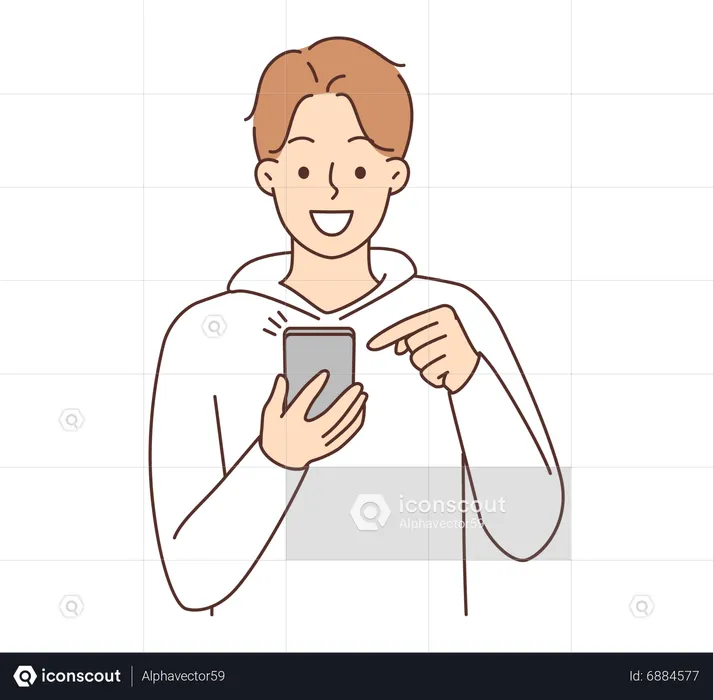 Boy using mobile  Illustration