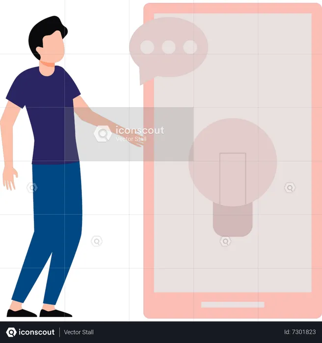 Boy using mobile  Illustration