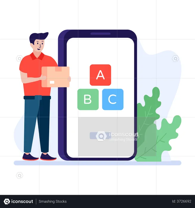 Boy using mobile education app  Illustration