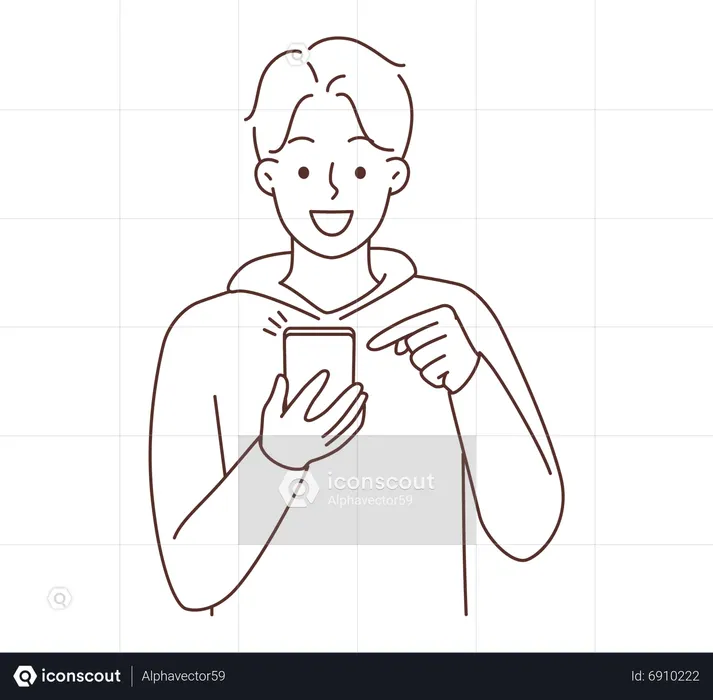 Boy using mobile  Illustration