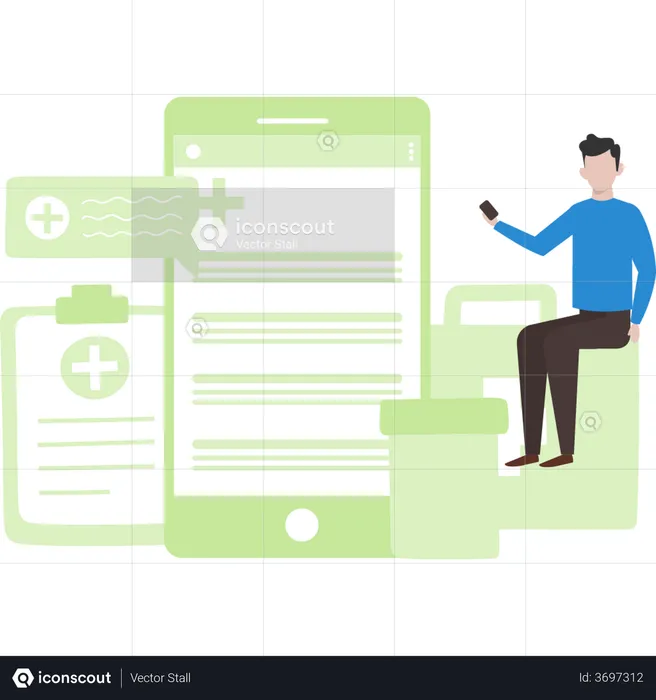 Boy using online medical app  Illustration