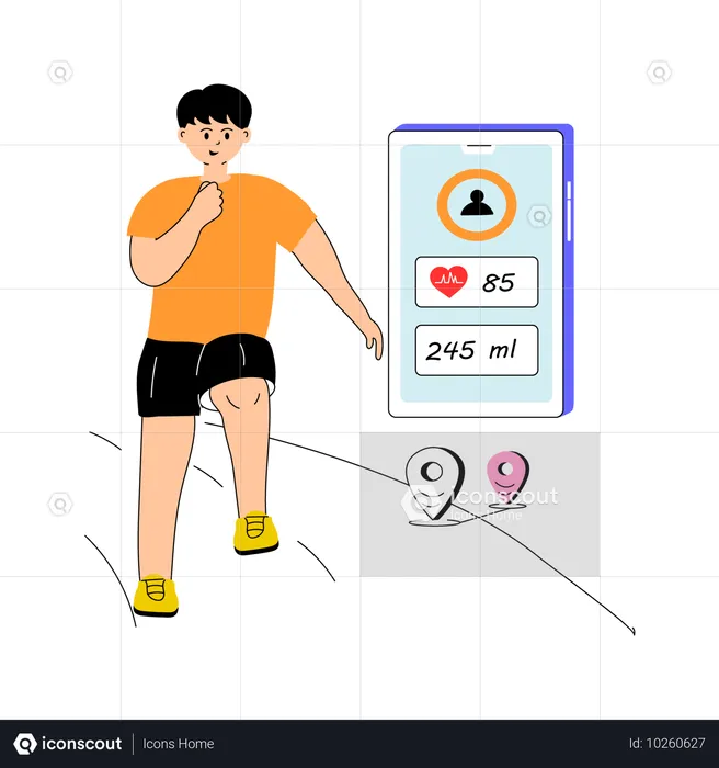 Boy using smart fitness tracker app  Illustration