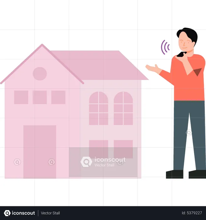 Boy using smart home technology  Illustration