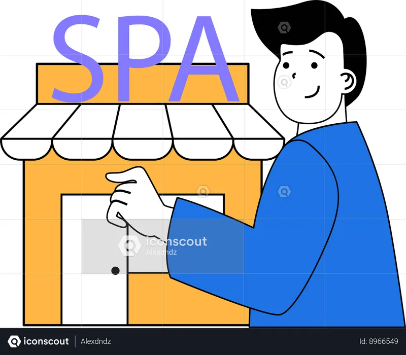 Boy visits spa center  Illustration