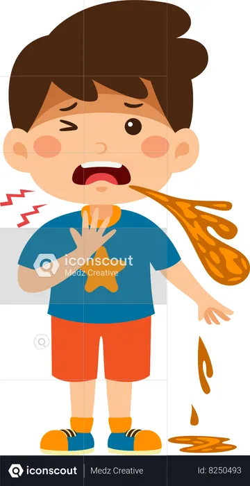 Boy vomiting  Illustration