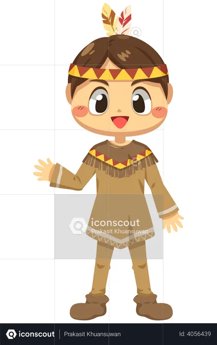Boy waiving his hand  Illustration