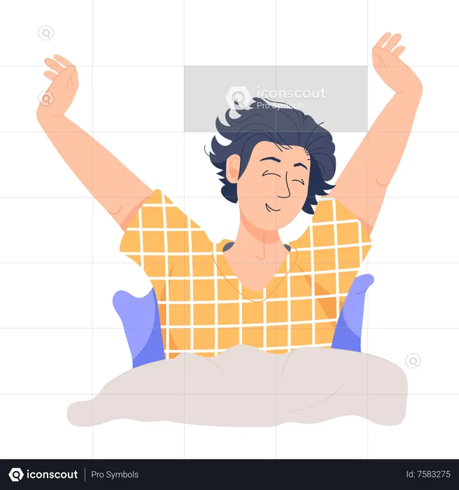 Boy wake up in early morning  Illustration