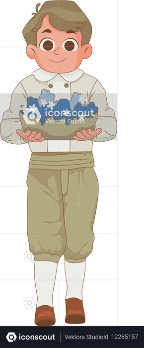 Boy walking and Wedding Ring Bearer  Illustration