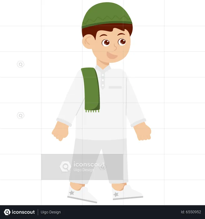 Boy Walking To Mosque  Illustration