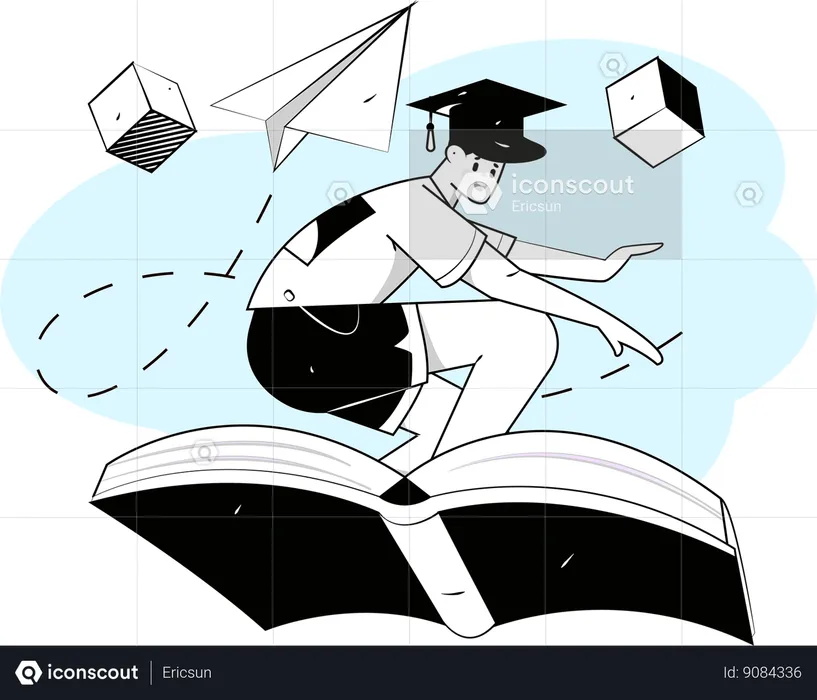 Boy wants to clear graduation exam  Illustration