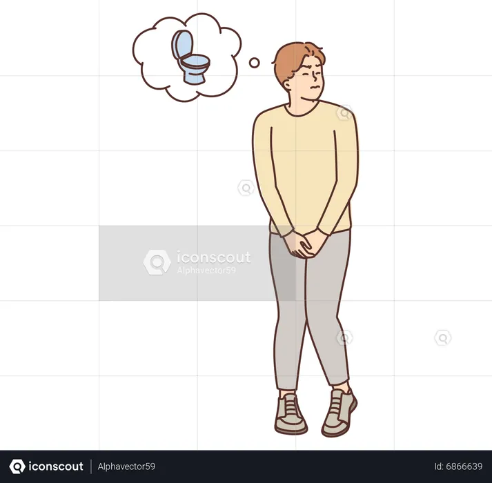 Boy wants to pee hard  Illustration