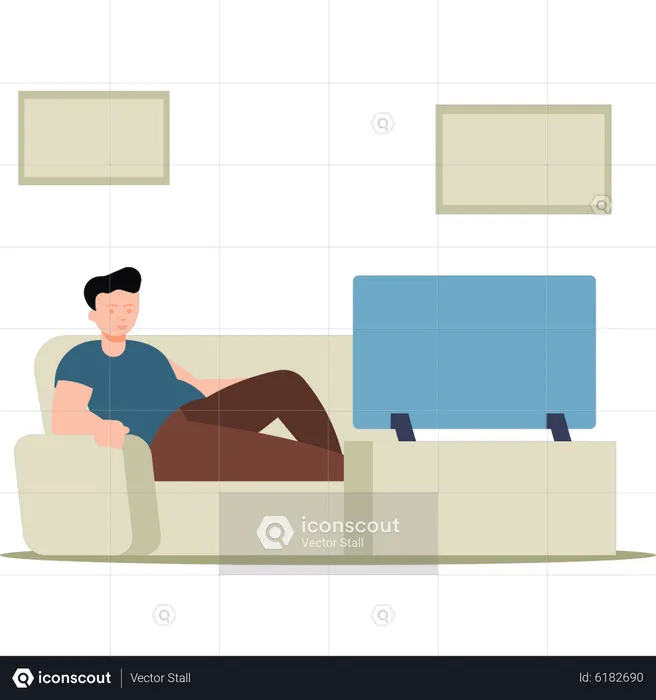 Boy watching TV  Illustration