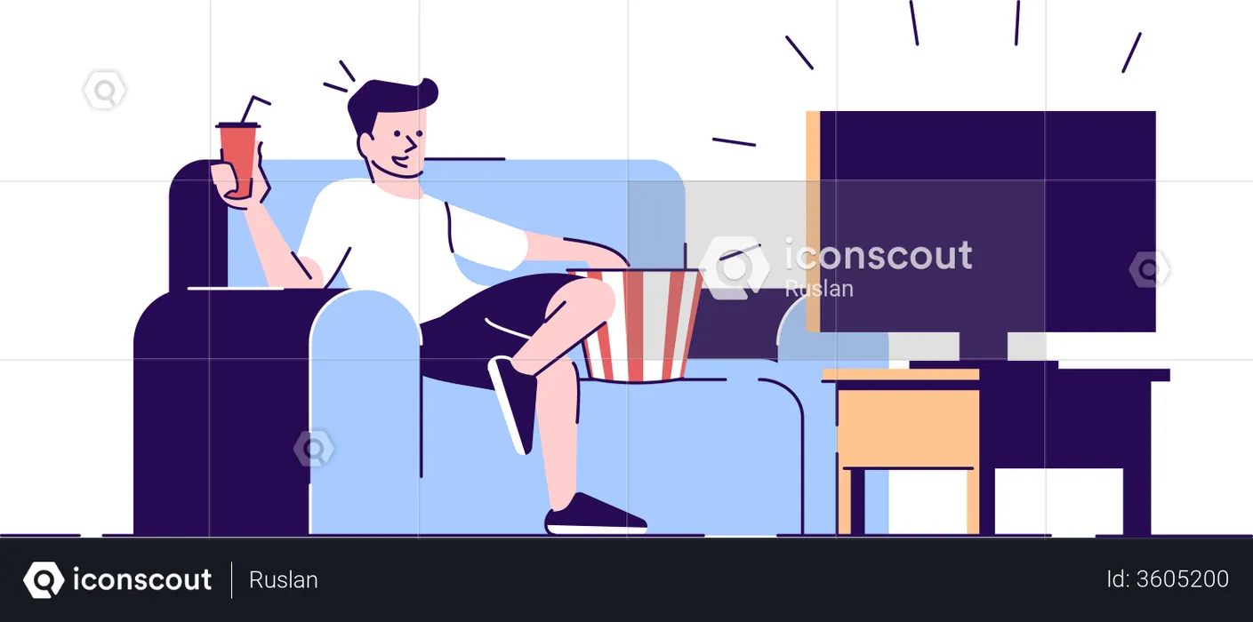 Boy watching TV  Illustration