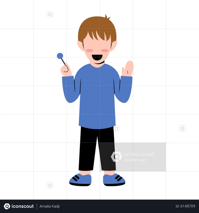Boy Waving Hand  Illustration