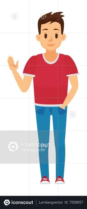 Boy waving hand  Illustration