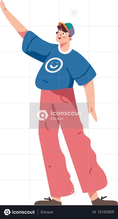 Boy waving hand to someone  Illustration