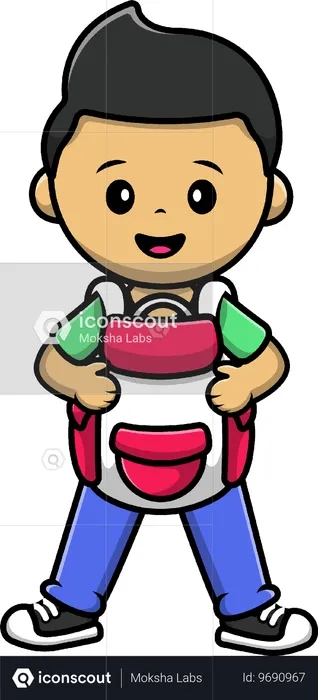 Boy Wearing Backpack  Illustration