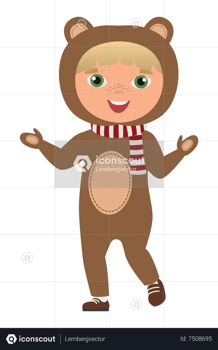 Boy wearing bear costume  Illustration