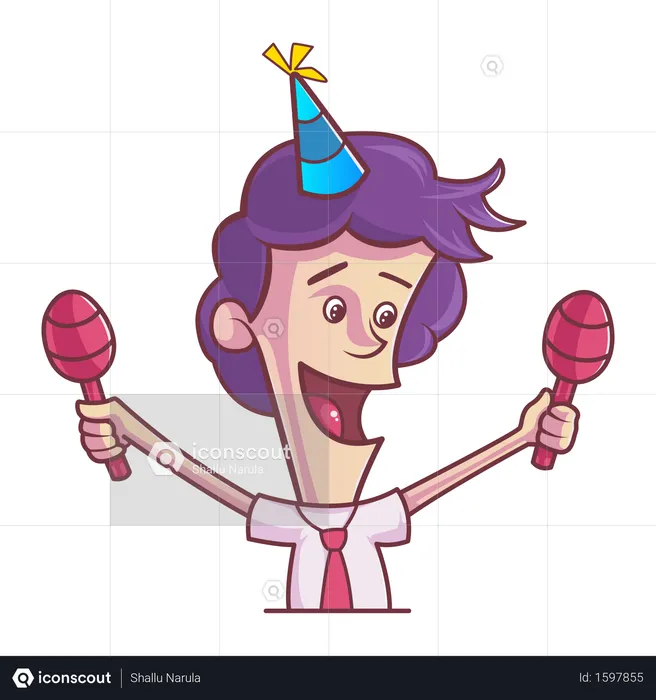 Boy wearing birthday cap  Illustration