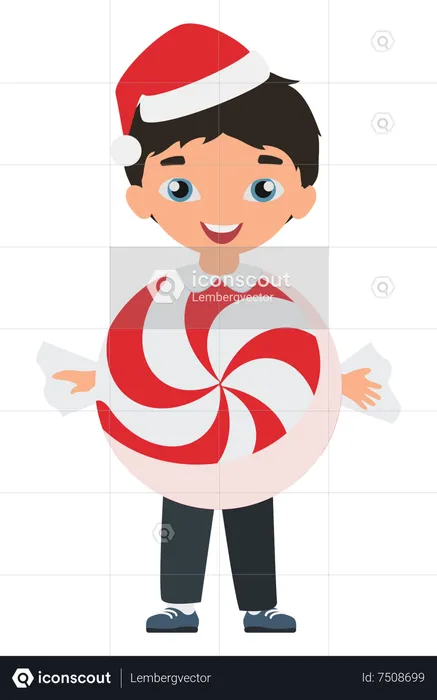 Boy wearing candy outfit  Illustration