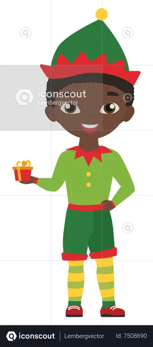 Boy wearing christmas elf costume  Illustration