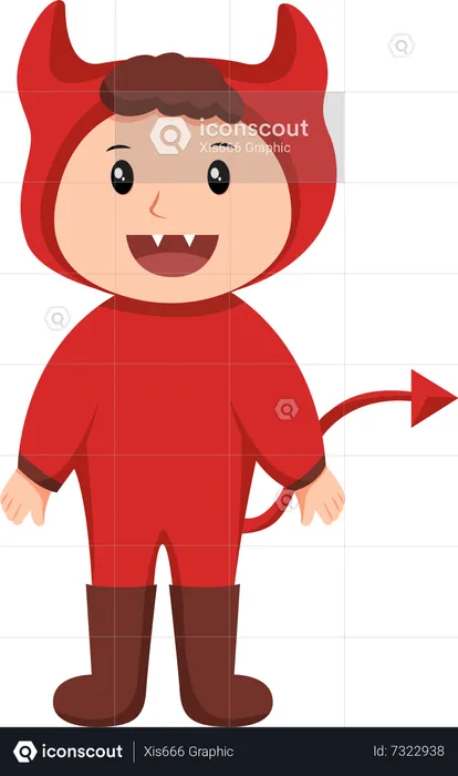 Boy wearing Devil Halloween Costume  Illustration