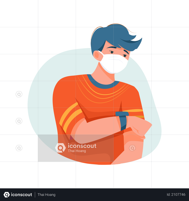 Download Premium Boy Wearing Face mask Illustration download in PNG & Vector format