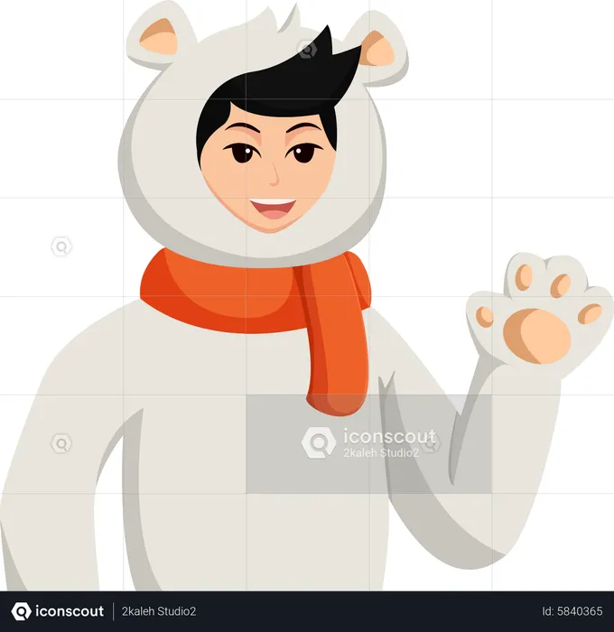 Boy wearing Polar Bear Costume  Illustration