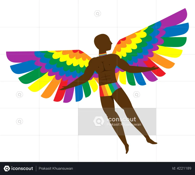 Boy wearing rainbow outfit  Illustration