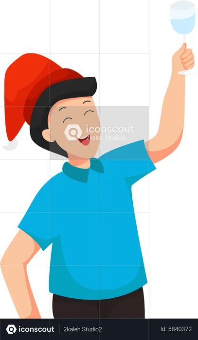 Boy wearing Santa Hat  Illustration